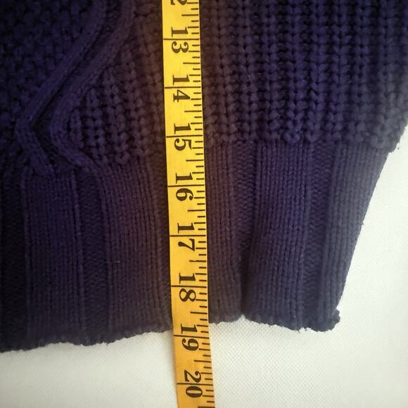All : Row Sadie Knit Cropped Navy Textured Preppy Nautical Chunky Sweater Large - Picture 7 of 7